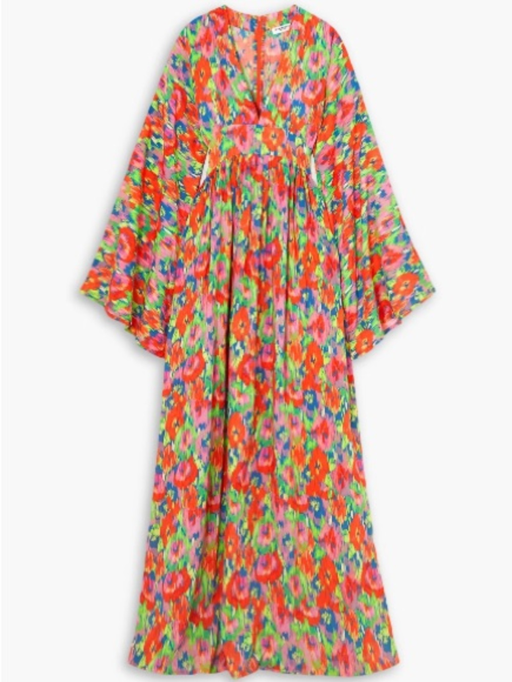 Neon Floral Maxi Caftan Dress in Orange, Pink & Green